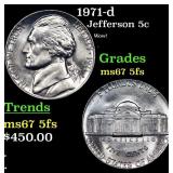 1971-d Jefferson Nickel 5c Grades GEM++ 5fs