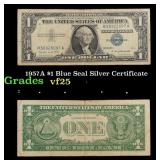 1957A $1 Blue Seal Silver Certificate Grades vf+