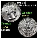 1989-d Washington Quarter 25c Grades GEM+ Unc