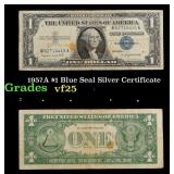 1957A $1 Blue Seal Silver Certificate Grades vf+