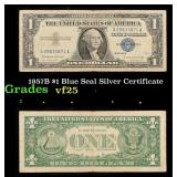 1957B $1 Blue Seal Silver Certificate Grades vf+