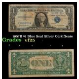 1957B $1 Blue Seal Silver Certificate Grades vf+