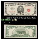 1963 $5 Red Seal United States Note Grades xf