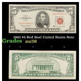 1963 $5 Red Seal United States Note Grades Choice