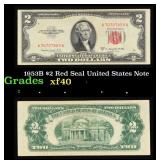 1953B $2 Red Seal United States Note Grades xf