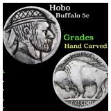 Hobo Buffalo Nickel 5c Grades Hand Carved