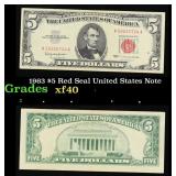 1963 $5 Red Seal United States Note Grades xf