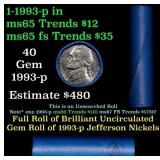 BU Shotgun Jefferson 5c roll, 1993-p 40 pcs Bank $