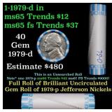 BU Shotgun Jefferson 5c roll, 1979-d 40 pcs Bank $