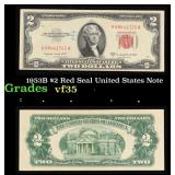 1953B $2 Red Seal United States Note Grades vf++