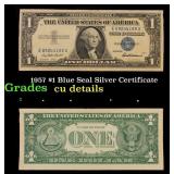 1957 $1 Blue Seal Silver Certificate Grades cu det
