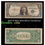 1957 $1 Blue Seal Silver Certificate Grades vf++