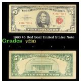 1963 $5 Red Seal United States Note Grades vf++