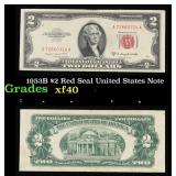 1953B $2 Red Seal United States Note Grades xf