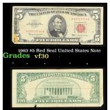 1963 $5 Red Seal United States Note Grades vf++