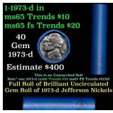 BU Shotgun Jefferson 5c roll, 1973-D 40 pcs Bank $