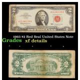 1963 $2 Red Seal United States Note Grades xf deta