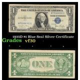 1935D $1 Blue Seal Silver Certificate Grades vf++