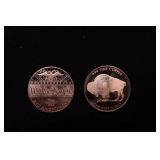 Group of Two 1oz .999 Fine Copper Bullion Rounds -