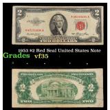1953 $2 Red Seal United States Note Grades vf++