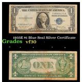 1935E $1 Blue Seal Silver Certificate Grades vf++