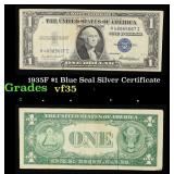 1935F $1 Blue Seal Silver Certificate Grades vf++