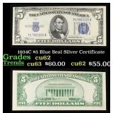 1934C $5 Blue Seal Silver Certificate Grades Selec