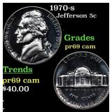 1970-s Proof Jefferson Nickel 5c Grades GEM++ Proo