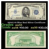 1934A $5 Blue Seal Silver Certificate Grades Choic