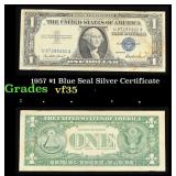 1957 $1 Blue Seal Silver Certificate Grades vf++