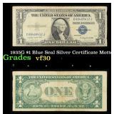 1935G $1 Blue Seal Silver Certificate Grades vf++