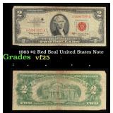 1963 $2 Red Seal United States Note Grades vf+