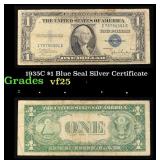 1935C $1 Blue Seal Silver Certificate Grades vf+