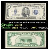 1934C $5 Blue Seal Silver Certificate Grades Selec