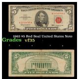 1963 $5 Red Seal United States Note Grades vf++