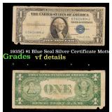 1935G $1 Blue Seal Silver Certificate Grades vf de