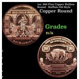 1oz .999 Fine Copper Bullion Round - Buffalo $10 S