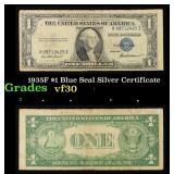 1935F $1 Blue Seal Silver Certificate Grades vf++