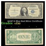 1935F $1 Blue Seal Silver Certificate Grades vf++