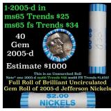 BU Shotgun Jefferson 5c roll, 2005-d Bison 40 pcs