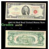 1963 $2 Red Seal United States Note Grades Choice
