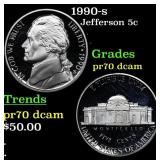 1990-s Proof Jefferson Nickel 5c Grades GEM++ Proo