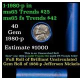 BU Shotgun Jefferson 5c roll, 1994-p 40 pcs Bank $