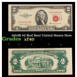 1953B $2 Red Seal United States Note Grades xf