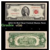 1953 $2 Red Seal United States Note Grades vf++