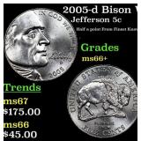 2005-d Bison Jefferson Nickel Westward Journey Nea