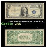 1935E $1 Blue Seal Silver Certificate Grades vf+