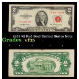 1953 $2 Red Seal United States Note Grades vf++