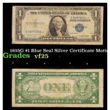 1935G $1 Blue Seal Silver Certificate Grades vf+ M