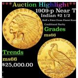*Highlight* 1909-p Gold Indian Quarter Eagle Near